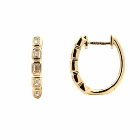 14 Karat Yellow Gold Diamond Small Hoop Earrings (.61ctttw) Bright Embellishment