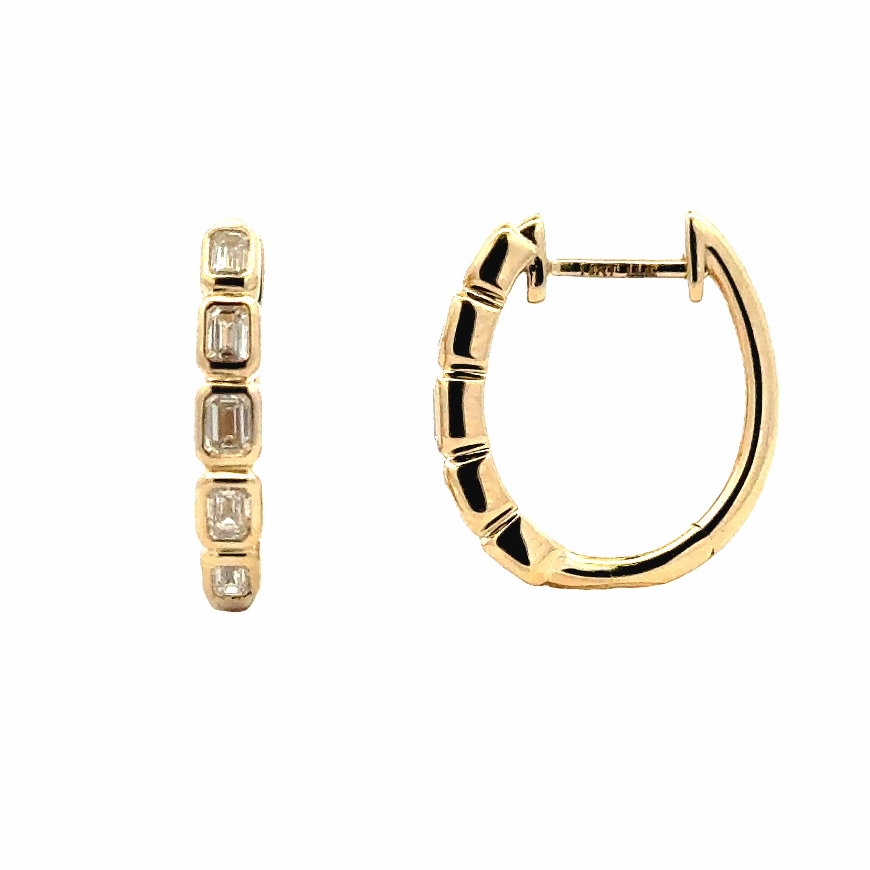 14 Karat Yellow Gold Diamond Small Hoop Earrings (.61ctttw) Bright Embellishment