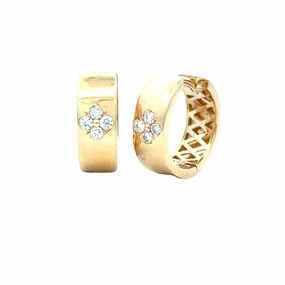 14 Karat Yellow Gold Small Hoop Earrings (.23cttw) Square Accessory
