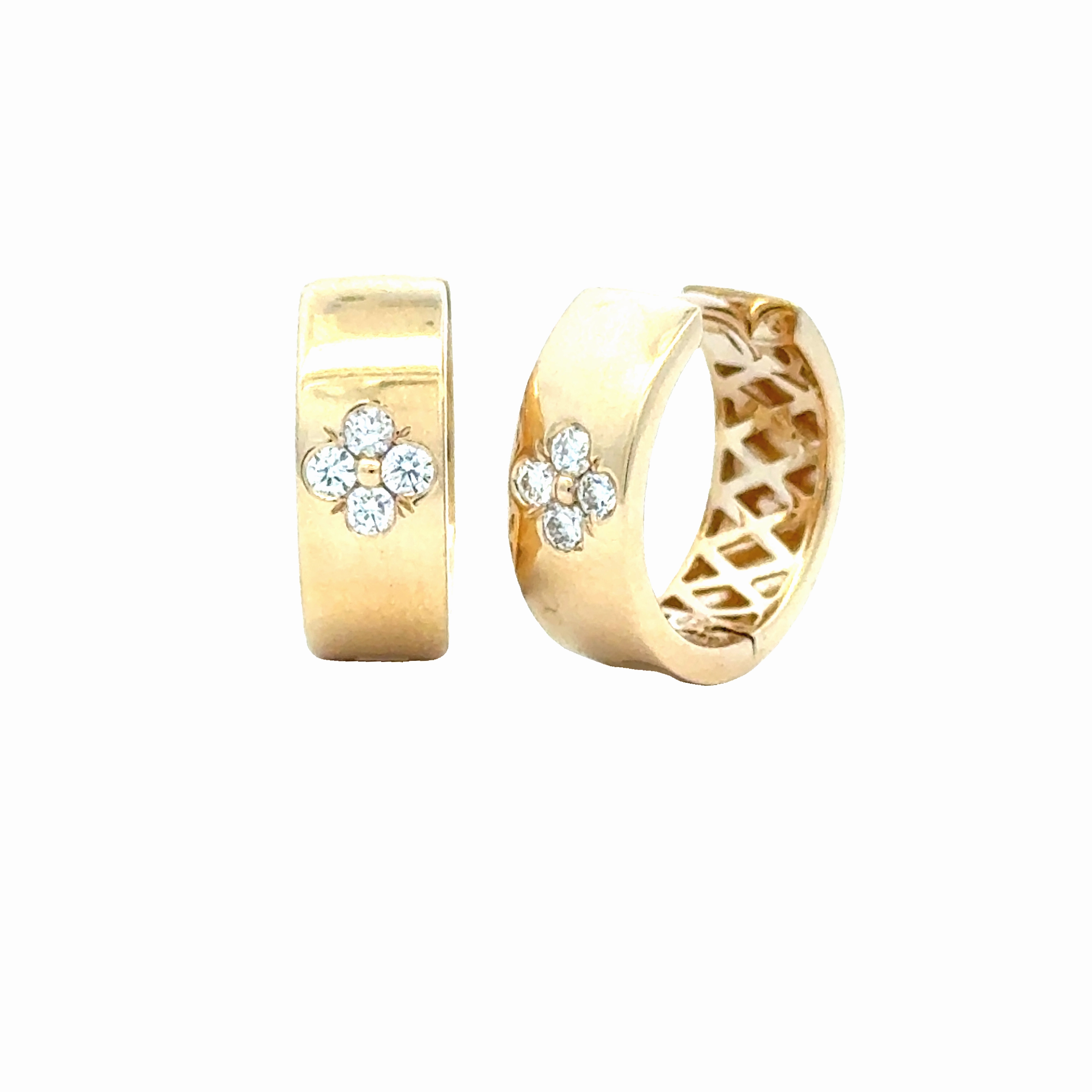 14 Karat Yellow Gold Small Hoop Earrings (.23cttw) Square Accessory