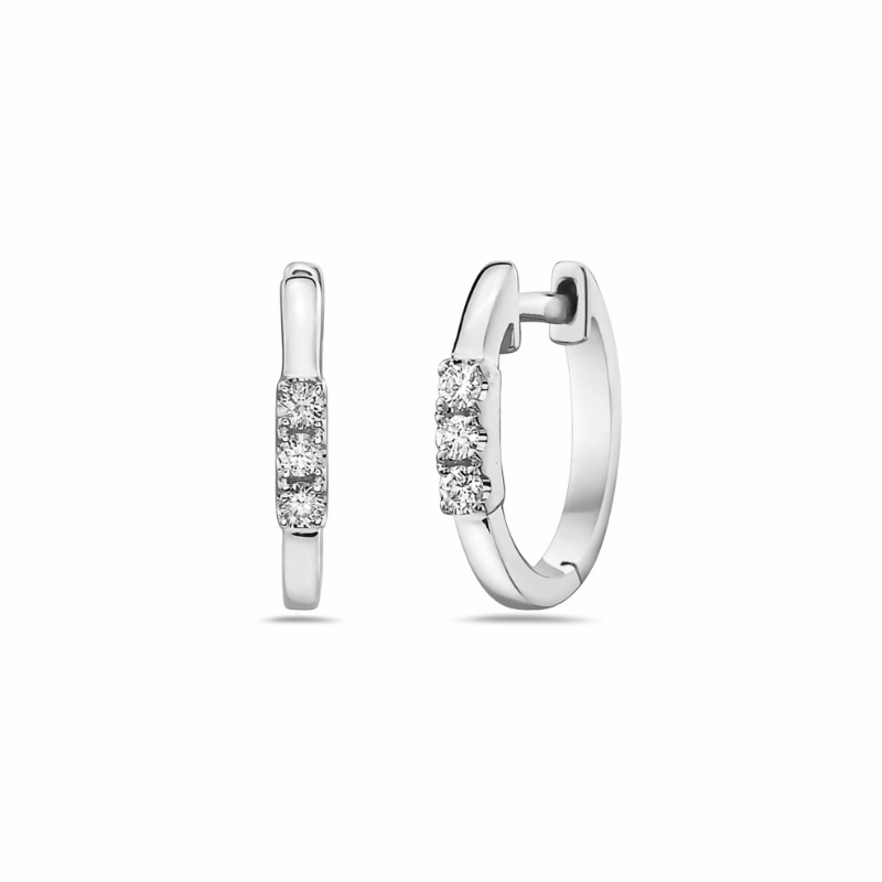 14K Gold and Diamond Huggie Earrings Trendy Look Gorgeous Decoration