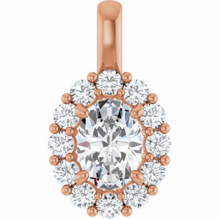 Gift For Her Youthful Vibe 14K Rose 1 1/6 CTW Lab-Grown Diamond Halo-Style Pendant