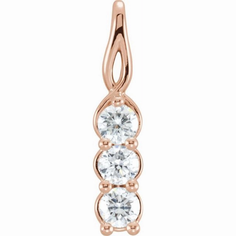Marvelous Item Single Strand Adornment 14K Rose 1/2 CTW Lab-Grown Diamond Three-Stone Pendant