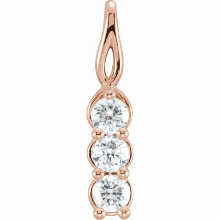 Glam Style Romantic Style 14K Rose 1/3 CTW Natural Diamond Three-Stone Pendant