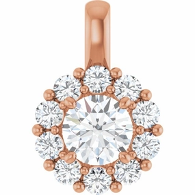 Substantial Accessory Bridal Adornment 14K Rose 1 CTW Lab-Grown Diamond Halo-Style Pendant