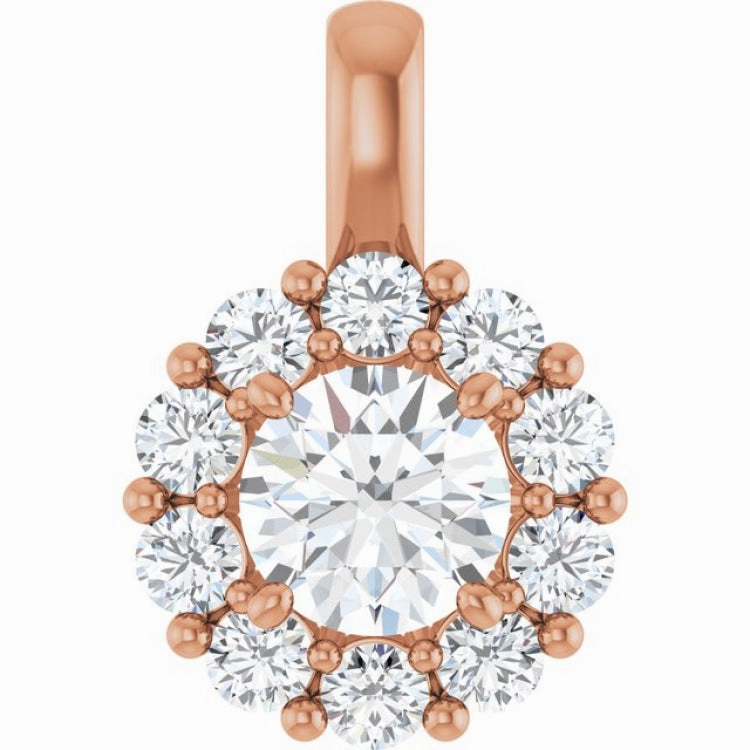 Substantial Accessory Bridal Adornment 14K Rose 1 CTW Lab-Grown Diamond Halo-Style Pendant