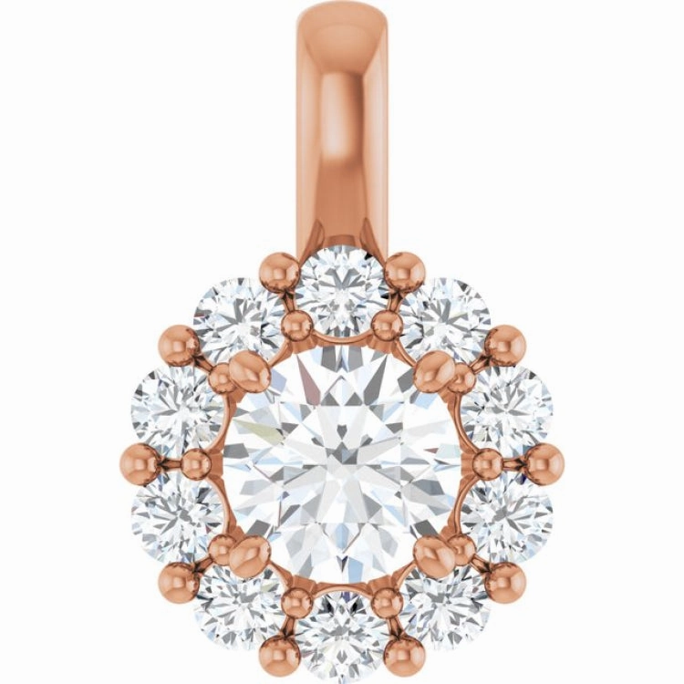 Comfortable Design 14K Rose 3/4 CTW Lab-Grown Diamond Halo-Style Pendant