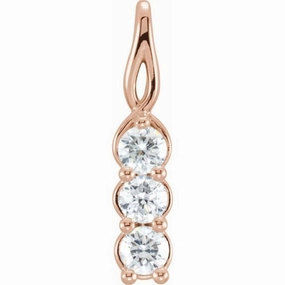 14K Rose 9/10 CTW Natural Diamond Three-Stone Pendant Casual Outfit Street Style