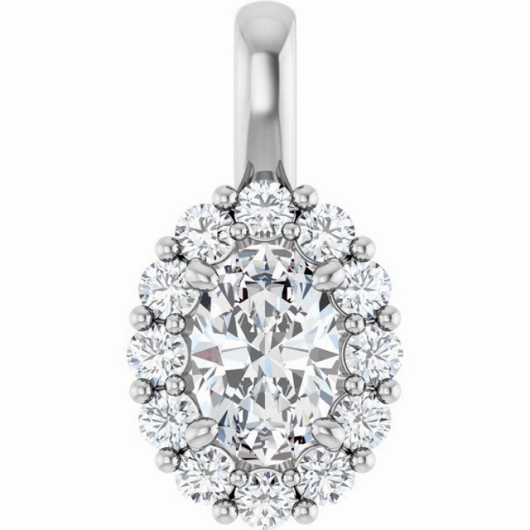 14K White 3/4 CTW Lab-Grown Diamond Halo-Style Pendant Timeless Appeal
