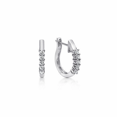 14K White Gold 15mm Prong Set Diamond Huggies Heart-Shaped Jewelry Charming Embellishment