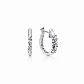 14K White Gold 15mm Prong Set Diamond Huggies Heart-Shaped Jewelry Charming Embellishment