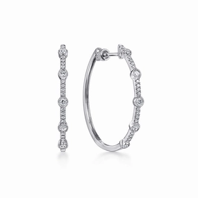 14K White Gold 30mm Classic Diamond Hoop Earrings Fashionable Decoration Attractive Choice