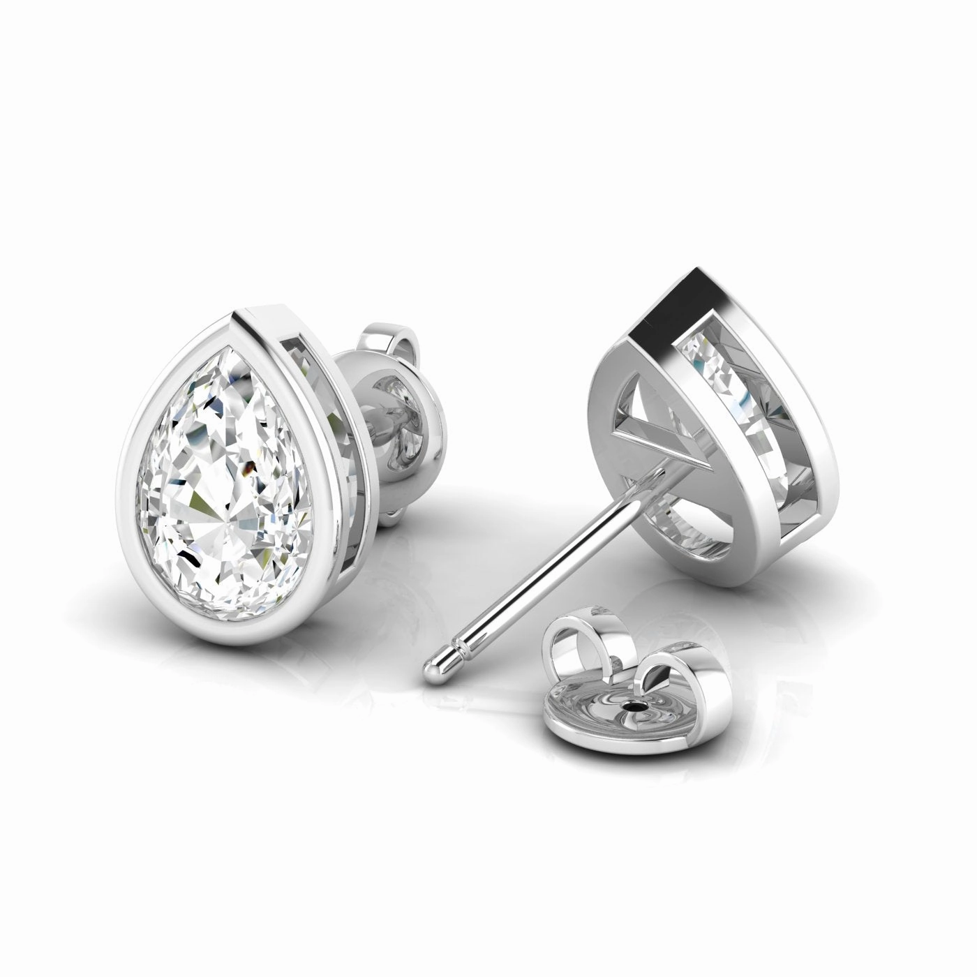 14K White Gold Bezel Set 1ctw Pear Lab-Grown Diamond Stud Earrings Premium item Trendy Accessory