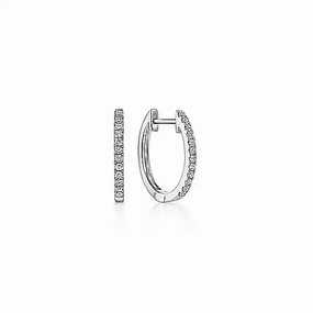 Unique Creation Refined Appearance 14K White Gold Diamond Classic Huggie Earrings in 15mm