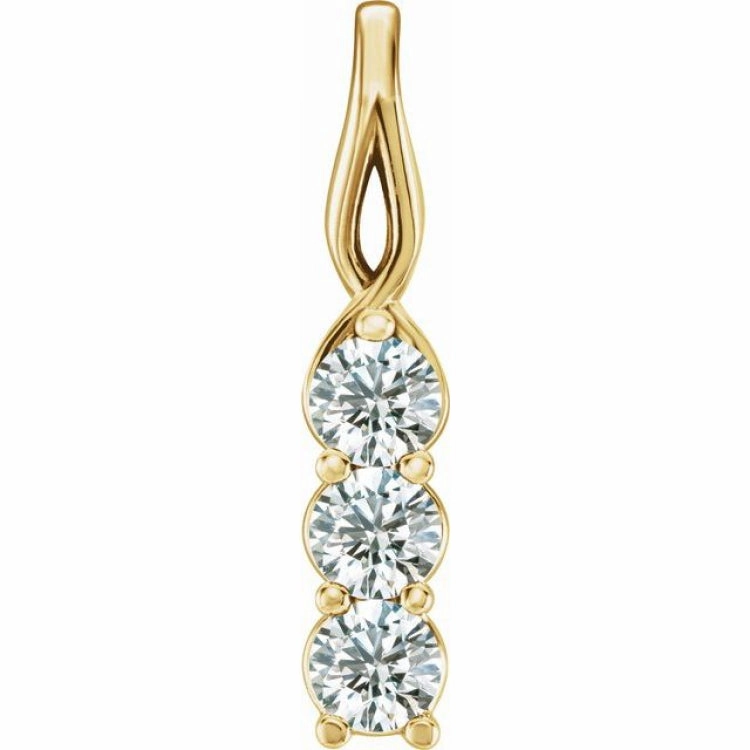 Popular Item 14K Yellow 1/3 CTW Natural Diamond Three-Stone Pendant