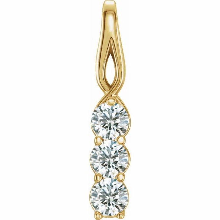 Fashionable Piece Work Gift 14K Yellow 1/4 CTW Natural Diamond Three-Stone Pendant