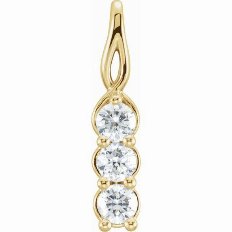 14K Yellow 1 CTW Lab-Grown Diamond Three-Stone Pendant Sweet Memory Travel Essential