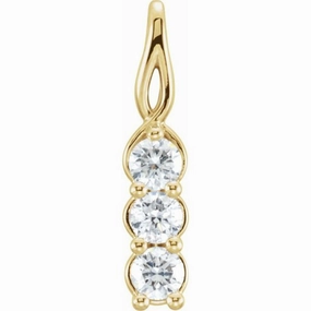 14K Yellow 1 CTW Lab-Grown Diamond Three-Stone Pendant Sweet Memory Travel Essential