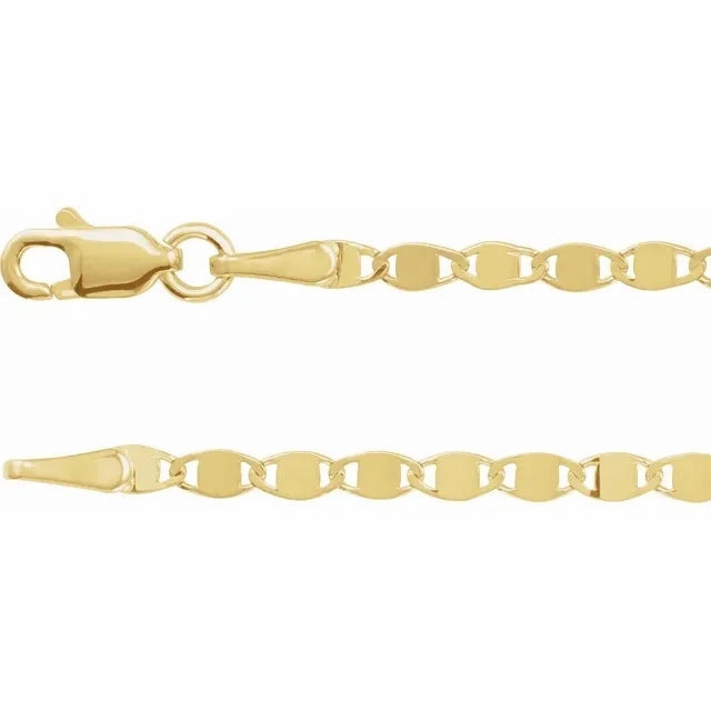 Expressive Style Glam Set 14K Yellow 2.7 mm Mirror Link Chain - 16"