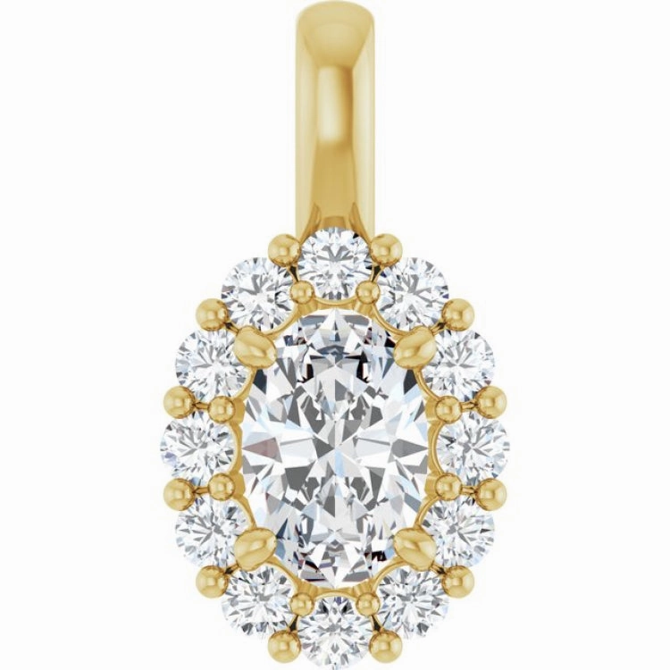 14K Yellow 3/4 CTW Lab-Grown Diamond Halo-Style Pendant Birthday Mood