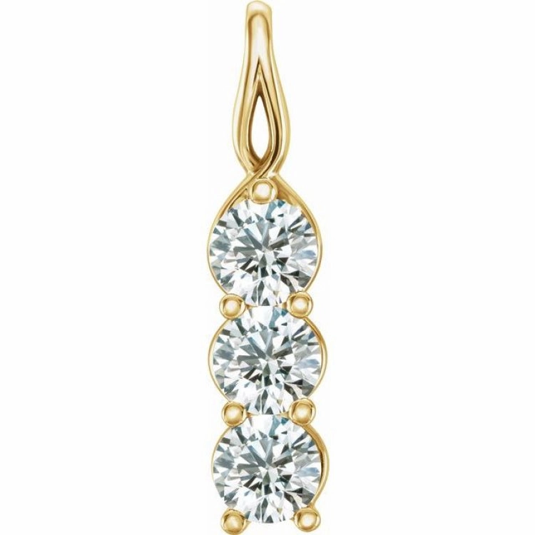 14K Yellow 9/10 CTW Natural Diamond Three-Stone Pendant Perfect Present Creative Present