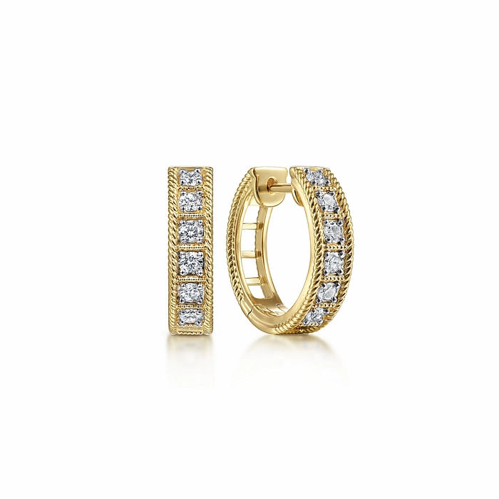 14K Yellow Gold 15mm Diamond Earrings Secure Selection