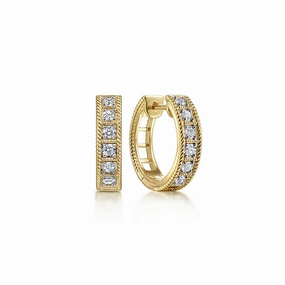 14K Yellow Gold 15mm Diamond Earrings Secure Selection