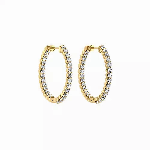 Geometric Ornament 14K Yellow Gold 25mm Fashion Earrings