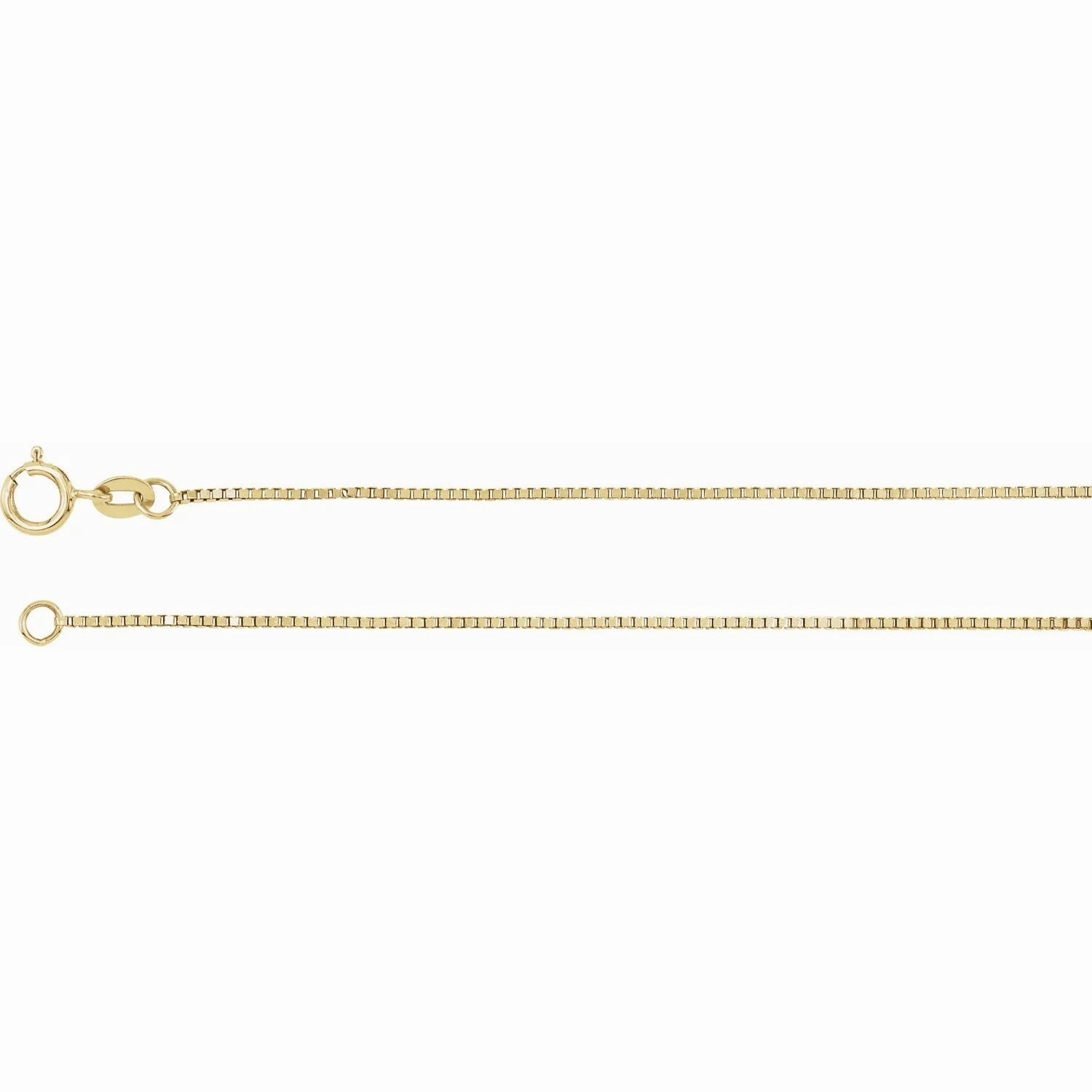 14K Yellow Gold .75 mm Solid Box Chain  - 18" Golden Accent Premium Quality