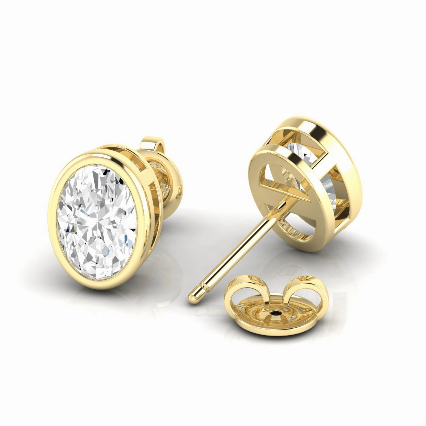14K Yellow Gold Bezel Set 1ctw. Oval Lab-Grown Diamond Stud Earrings Sophisticated Must-Have