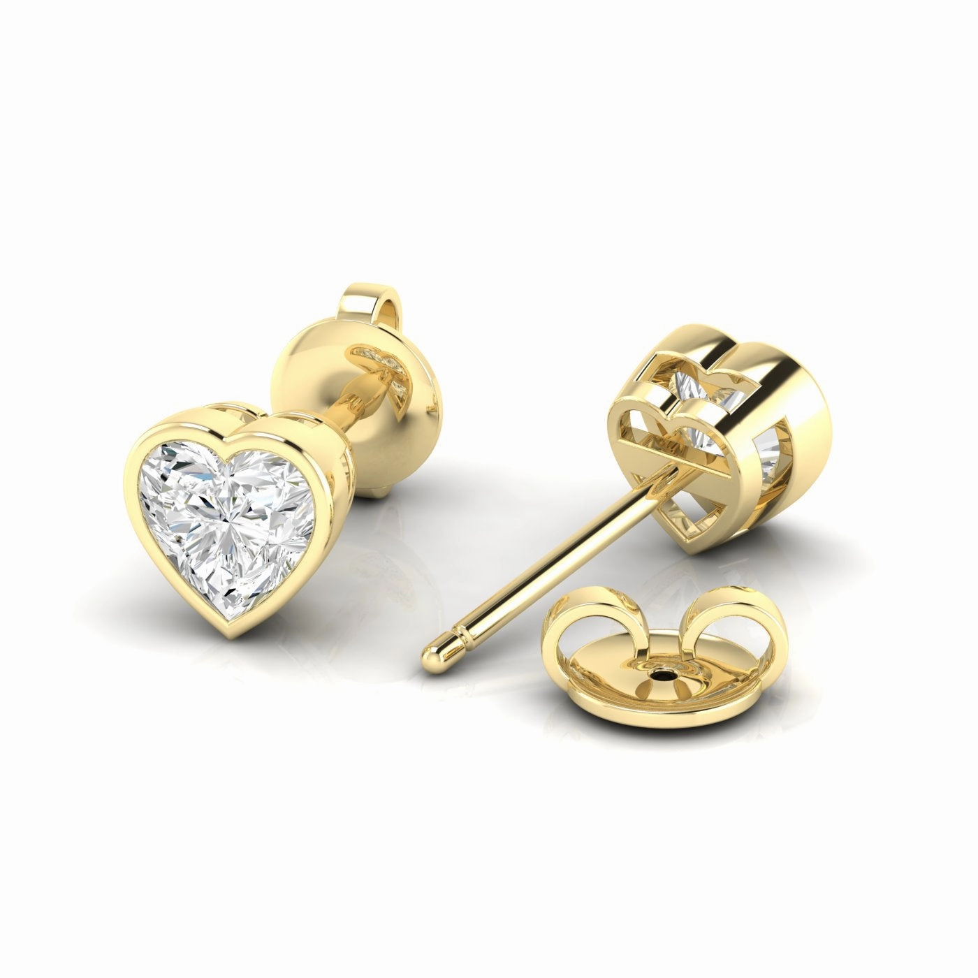 Glossy Piece Sophisticated option 14k Yellow Gold Bezel Set .50ctw Heart Lab-Grown Diamond Stud Earrings