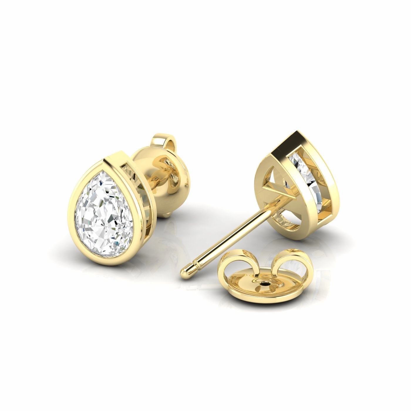 14K Yellow Gold Bezel Set .50ctw Pear Lab-Grown Diamond Stud Earrings Decorative Adornment