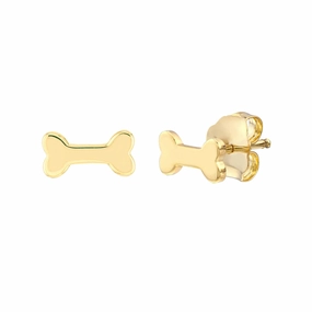 Simple Product Petite Item 14k Yellow Gold Dog Bone Stud Earrings