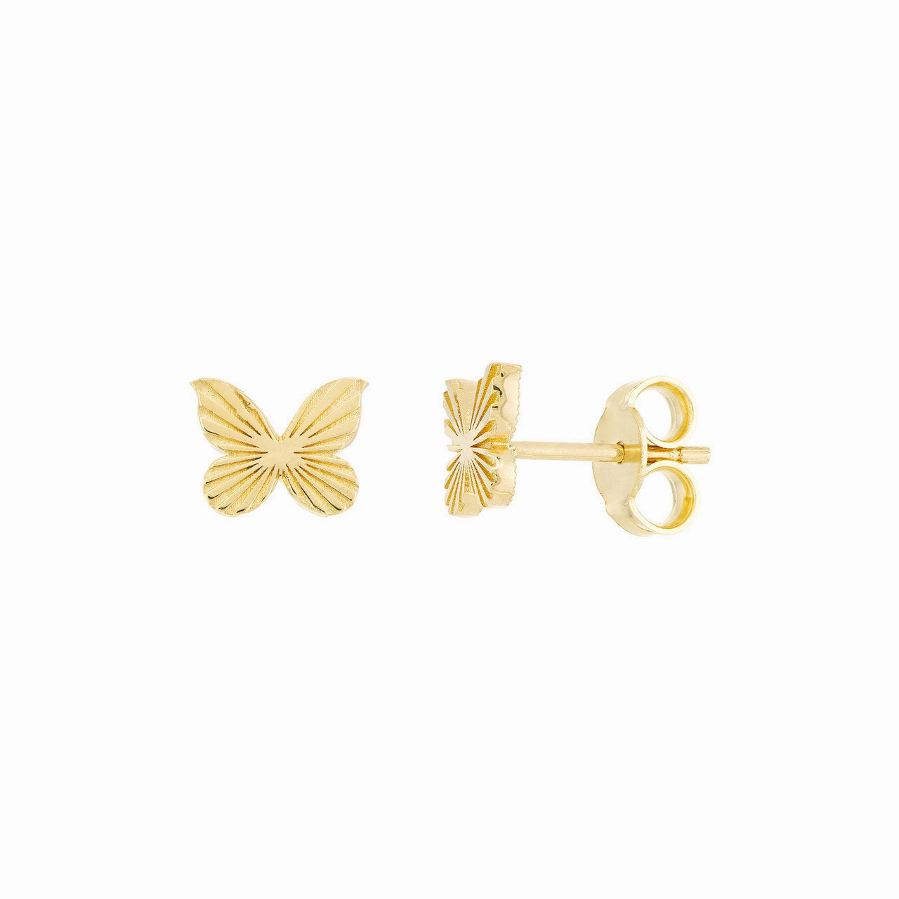 Comfortable Selection Creative Jewelry 14k Yellow Gold Fluted Butterfly Mini Stud Earrings