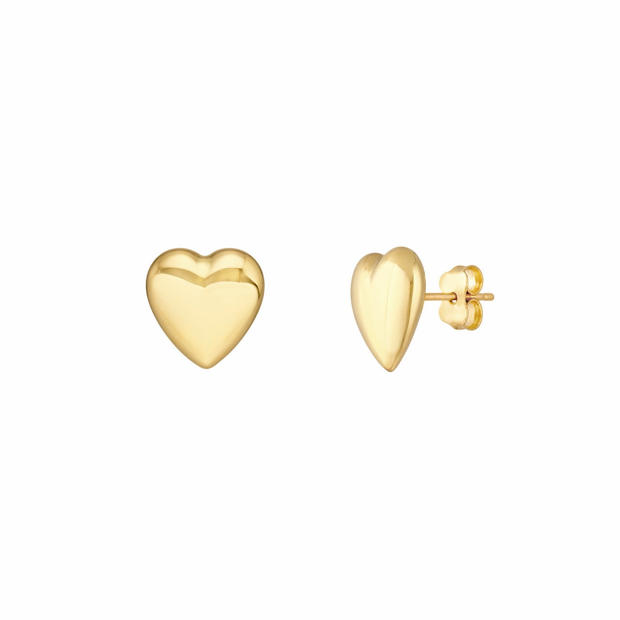 14k Yellow Gold Polished Puff Heart Stud Earrings Corporate Item