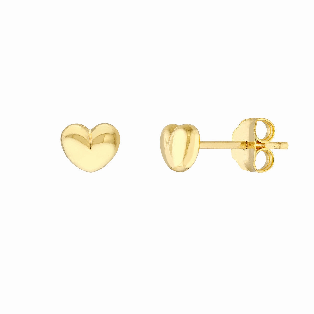 Contemporary Design 14K Yellow Gold Puffy Heart Stud Earrings