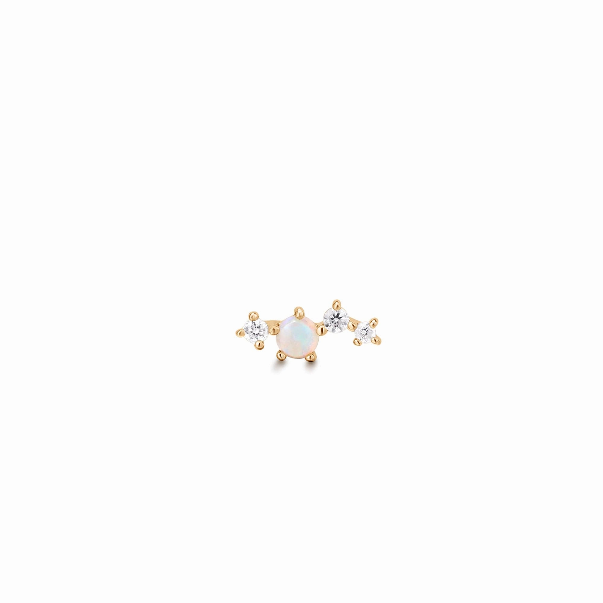 Dull Accent 14K Yellow Gold Venus SINGLE Opal & Diamond Stud