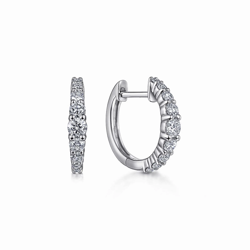 14kw 13mm Classic Diamond Huggie Earrings Decorative Jewelry