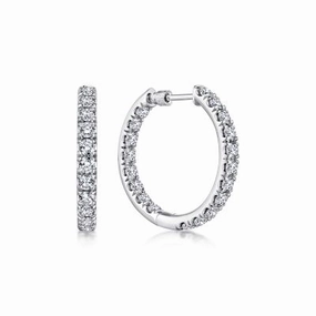 High-Quality Feature 14kw Inside Out Diamond Medium Hoop Earrings