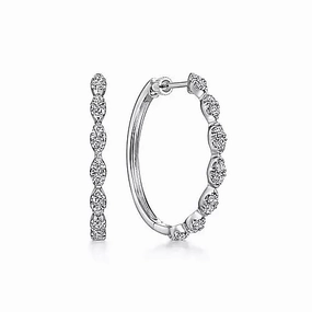 Shiny Item 14kw Scalloped Diamond Hoop Earrings, 0.96cttw, 30mm