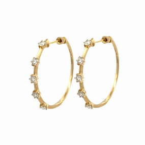 Embellished Ornament Large Jewelry 14KY 30mm Classic Diamond Hoop Earrings