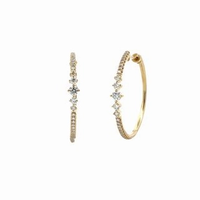 14ky 30mm Diamond Classic Hoop Earrings Luxurious Detail Everyday Decoration