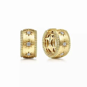 Social Accessory Luxurious Choice 14ky Bujukan Diamond Huggie Earrings