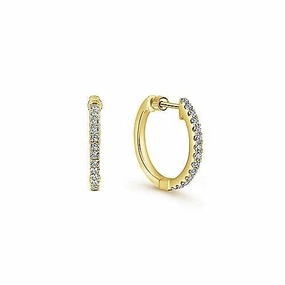 14ky Diamond Small Hoop Earrings Neutral Accent