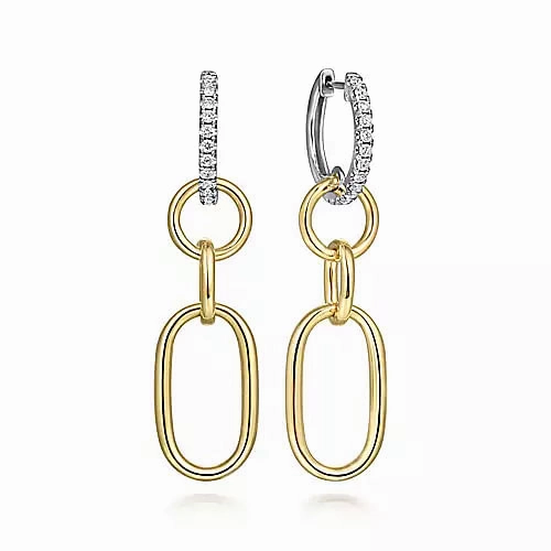 14kyw Diamond Hollow Tube Huggie Drop Earrings Ornate Design