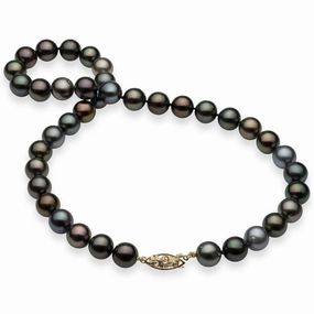 Cool gift All weather 17-18" Tahitian Black Pearl Strand with Gold Clasp - 10-11mm