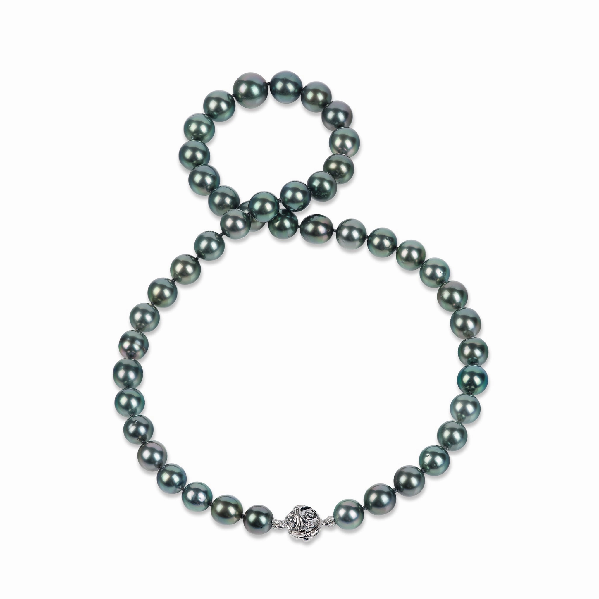 Professional Adornment Bold Feature 17-19" Tahitian Black Pearl Strand with Magnetic White Gold Clasp - 8-11mm
