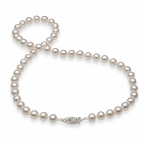Magnificent Ornament Artisan Accessory 18-19" Akoya Pearl Strand with White Gold Clasp - 7-8mm
