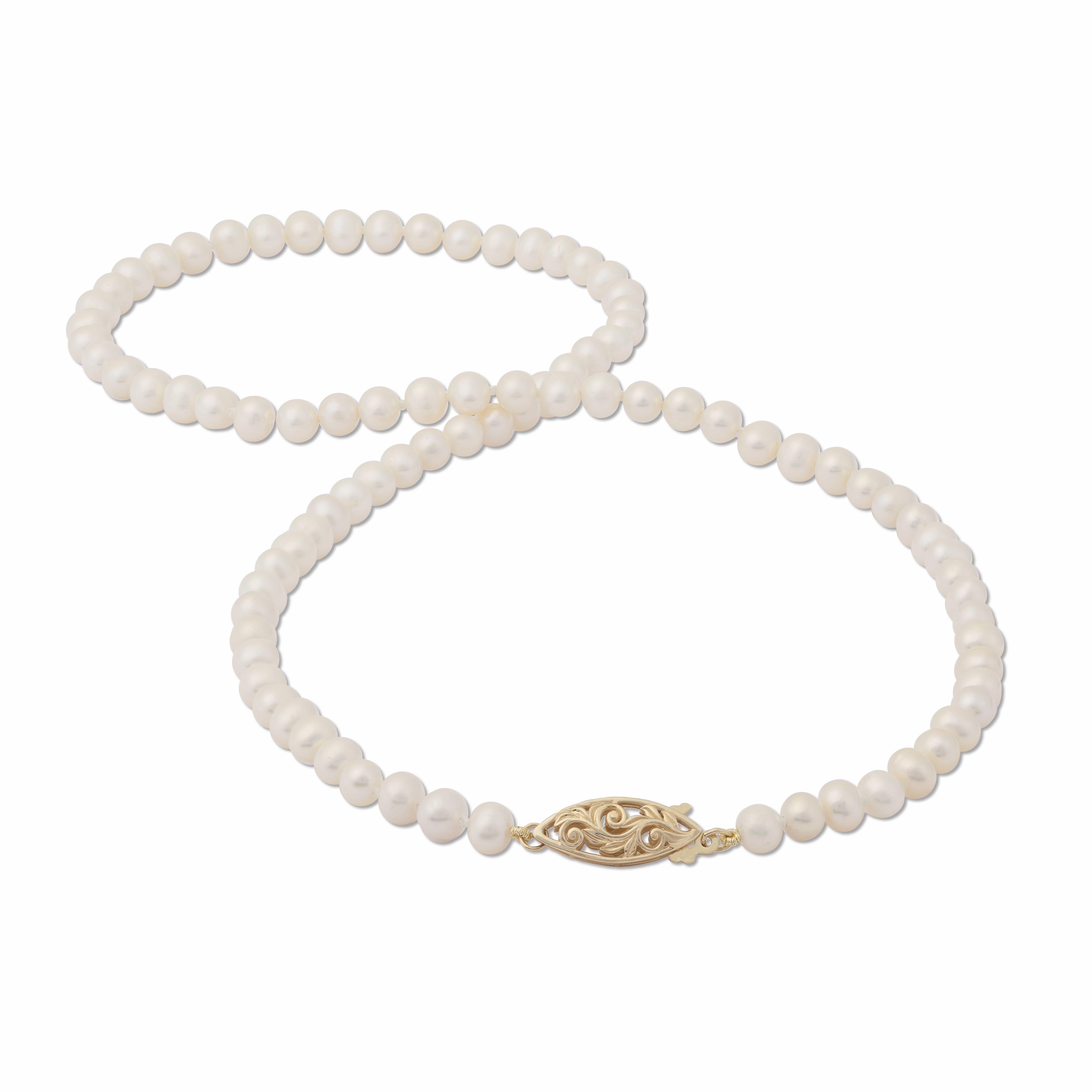Timeless Highlight 18-19" Freshwater White Pearl Strand with Gold Clasp - 4-5.5mm