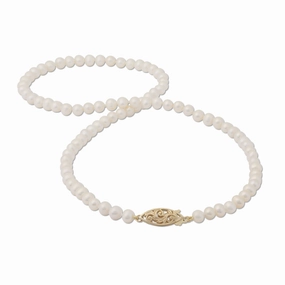 Timeless Highlight 18-19" Freshwater White Pearl Strand with Gold Clasp - 4-5.5mm